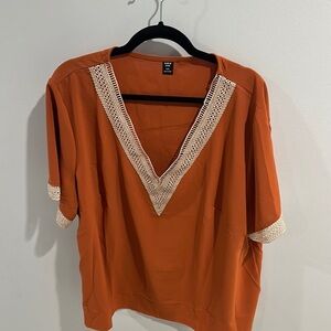 SHEIN Orange Boxy Blouse with Relaxed Fit